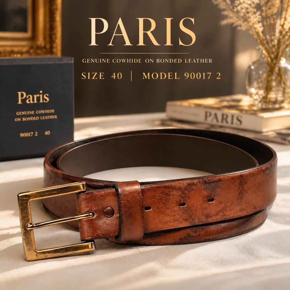 Paris Leather Belt Mens 40 Brown Good Marbled Genuine Cowhide 90017 2